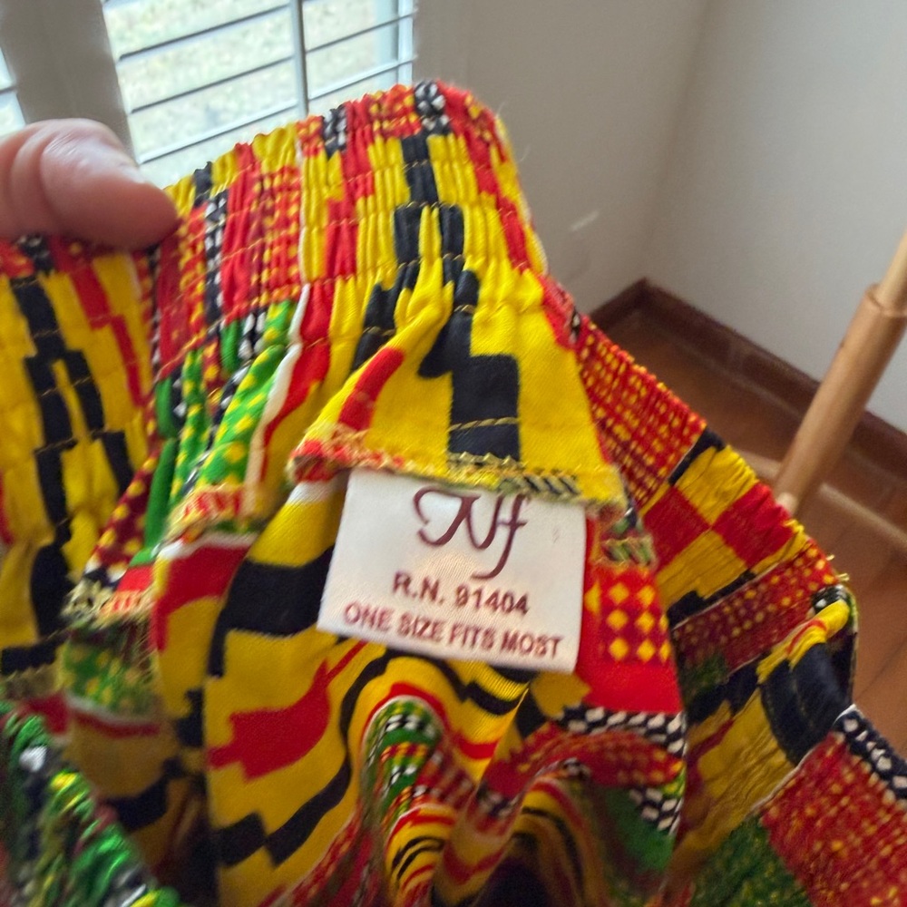 Vibrant Kente Cloth African Skirt One Size Elastic Waist Belt Full Medium - Picture 6 of 7